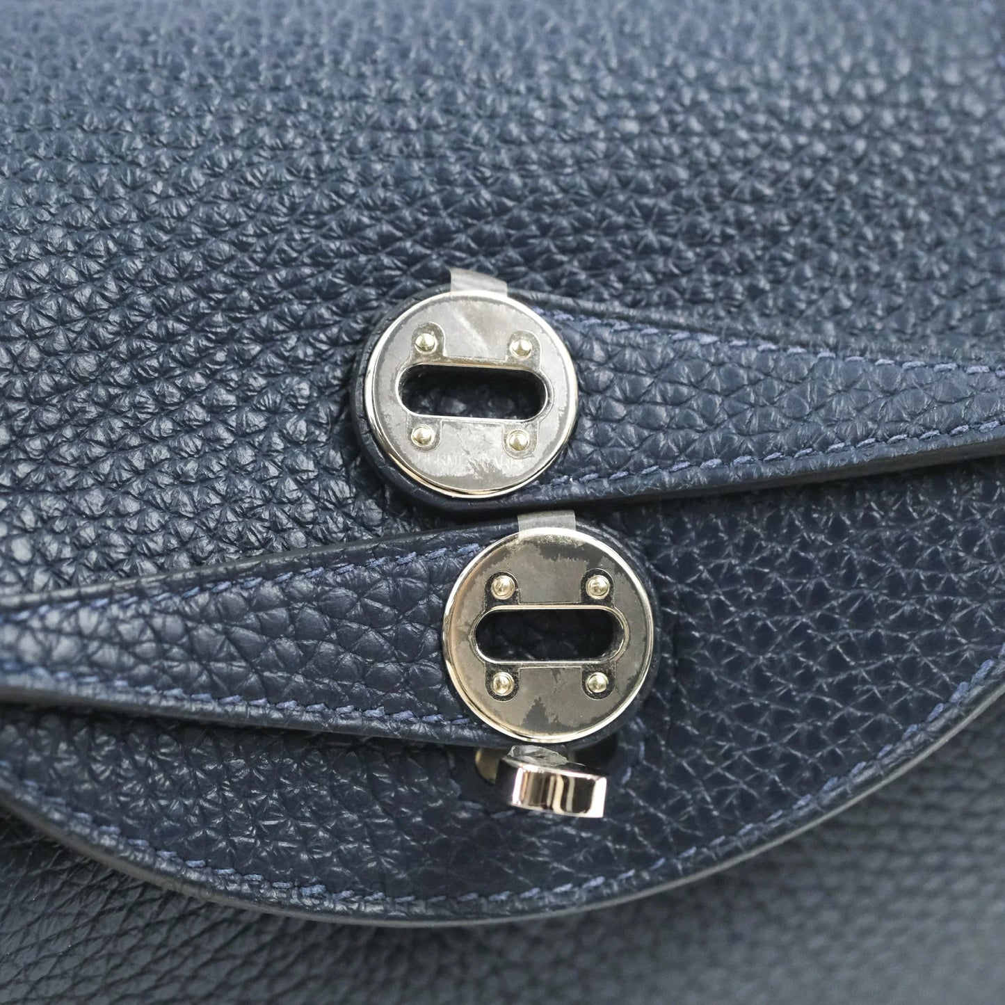 Hermès Mini Lindy 20 Bleu Nuit Clemence Palladium Hardware