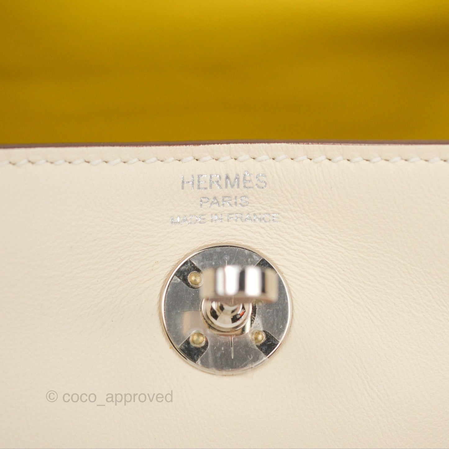 Hermès Mini Lindy 20 Nata/ Lime Swift Palladium Hardware