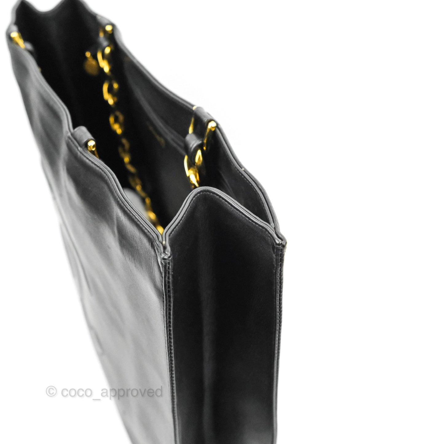 Chanel Vintage CC Chunky Chain Black Calfskin XL Tote 24K Gold Hardware