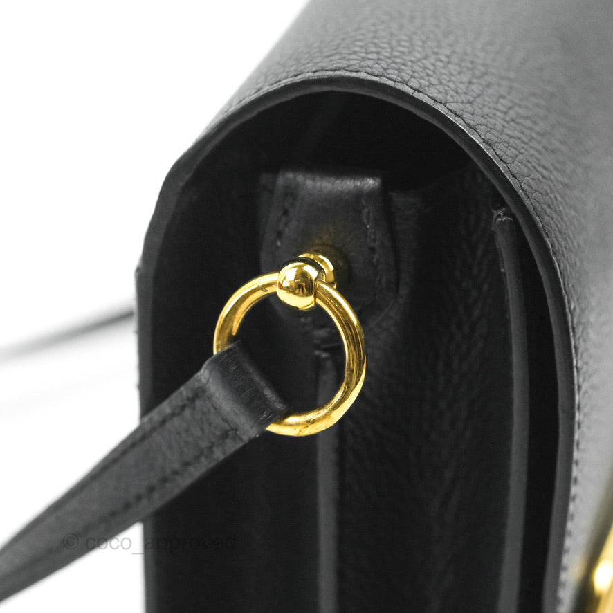 Hermès Roulis Mini 18 Black Clemence Gold Hardware