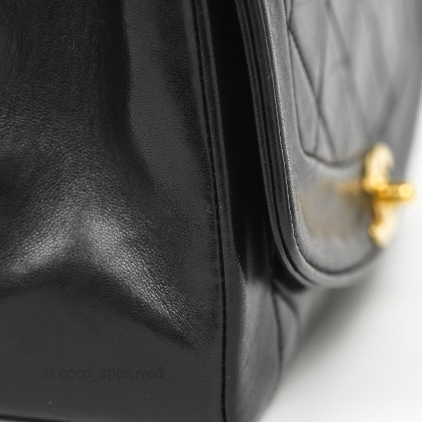 Chanel Vintage Small Classic Diana Quilted Black Lambskin 24K Gold Hardware