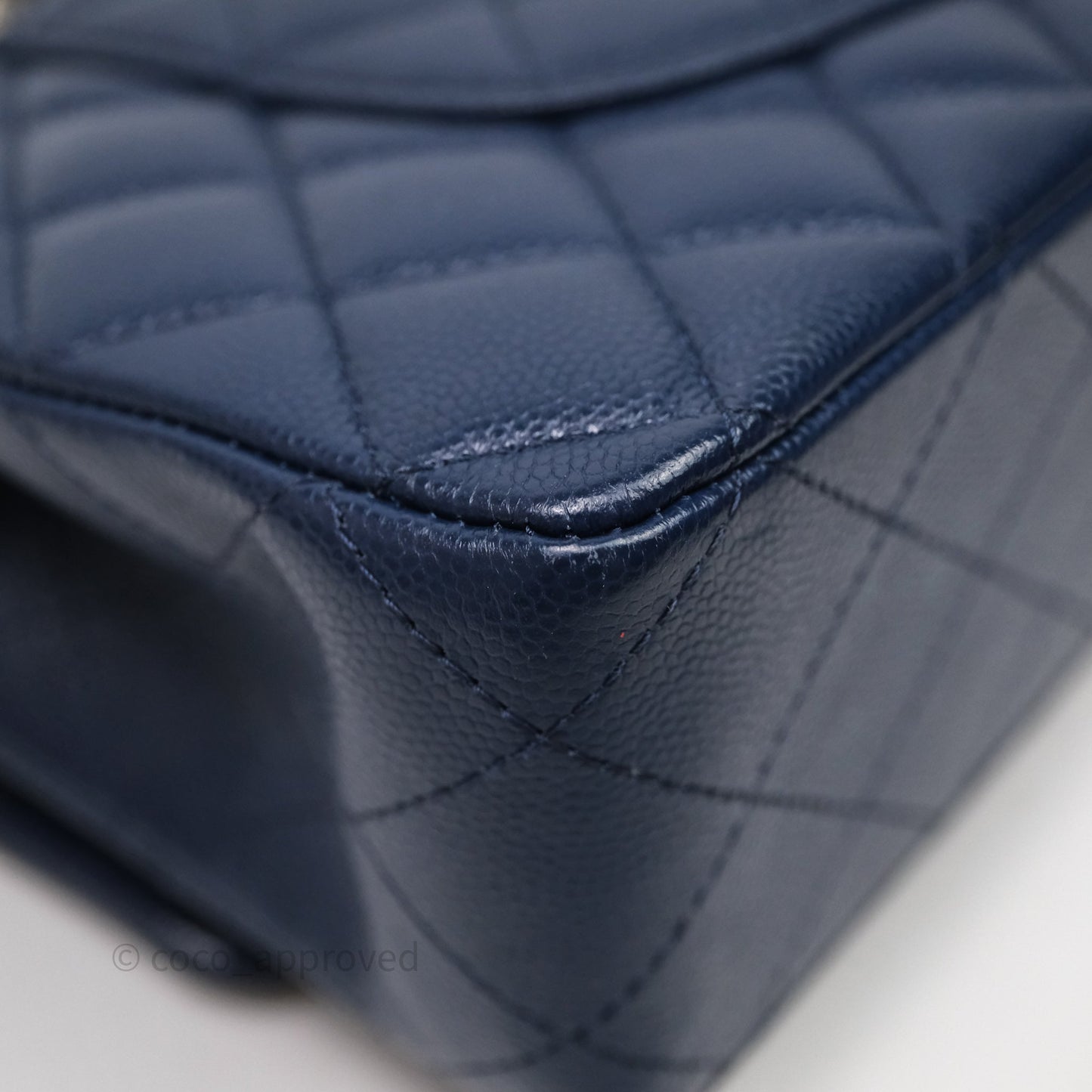 Chanel Medium Classic Flap Quilted Dark Blue Caviar Gold Hardware