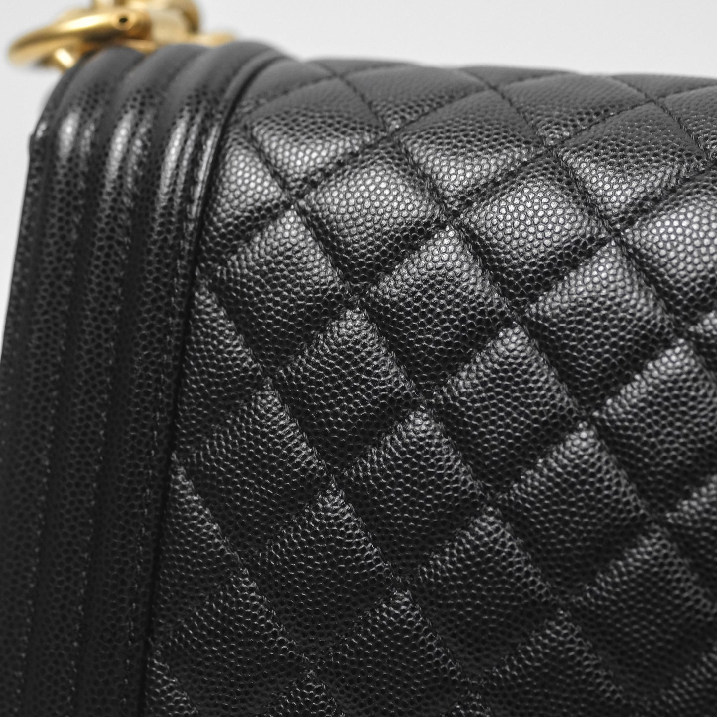 Chanel Medium Boy Quilted Black Caviar Aged Gold Hardware