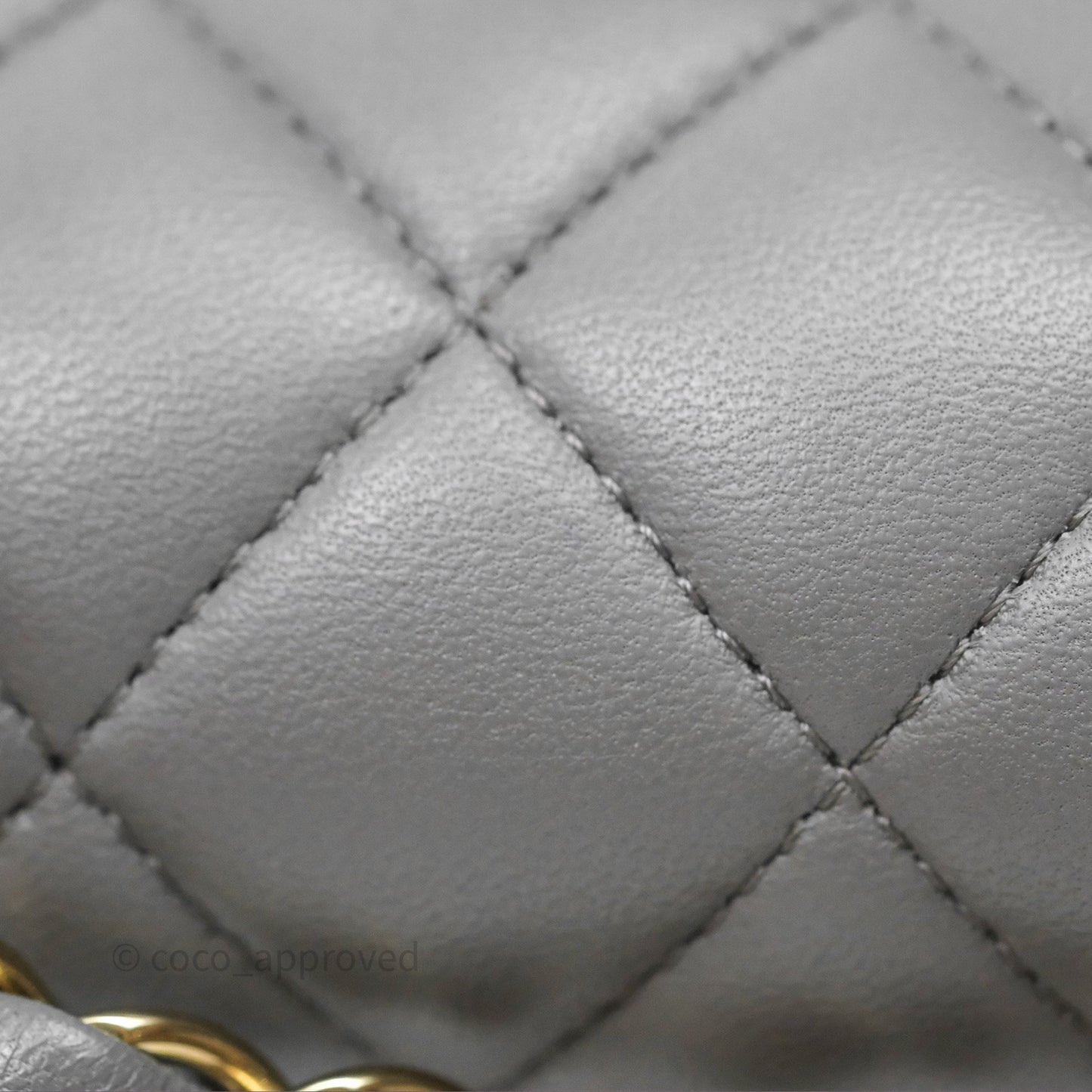 Chanel Classic M/L Medium Flap Quilted Grey Lambskin Gold Hardware