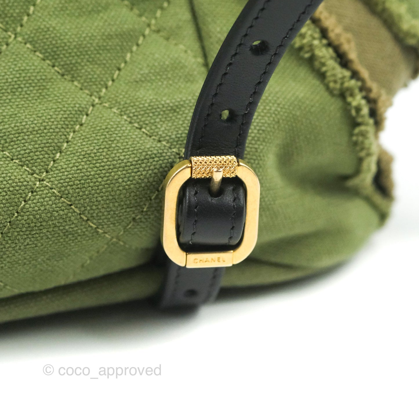 Chanel Coco Cuba Patchwork Chevron Backpack Green Canvas 2017 Cruise