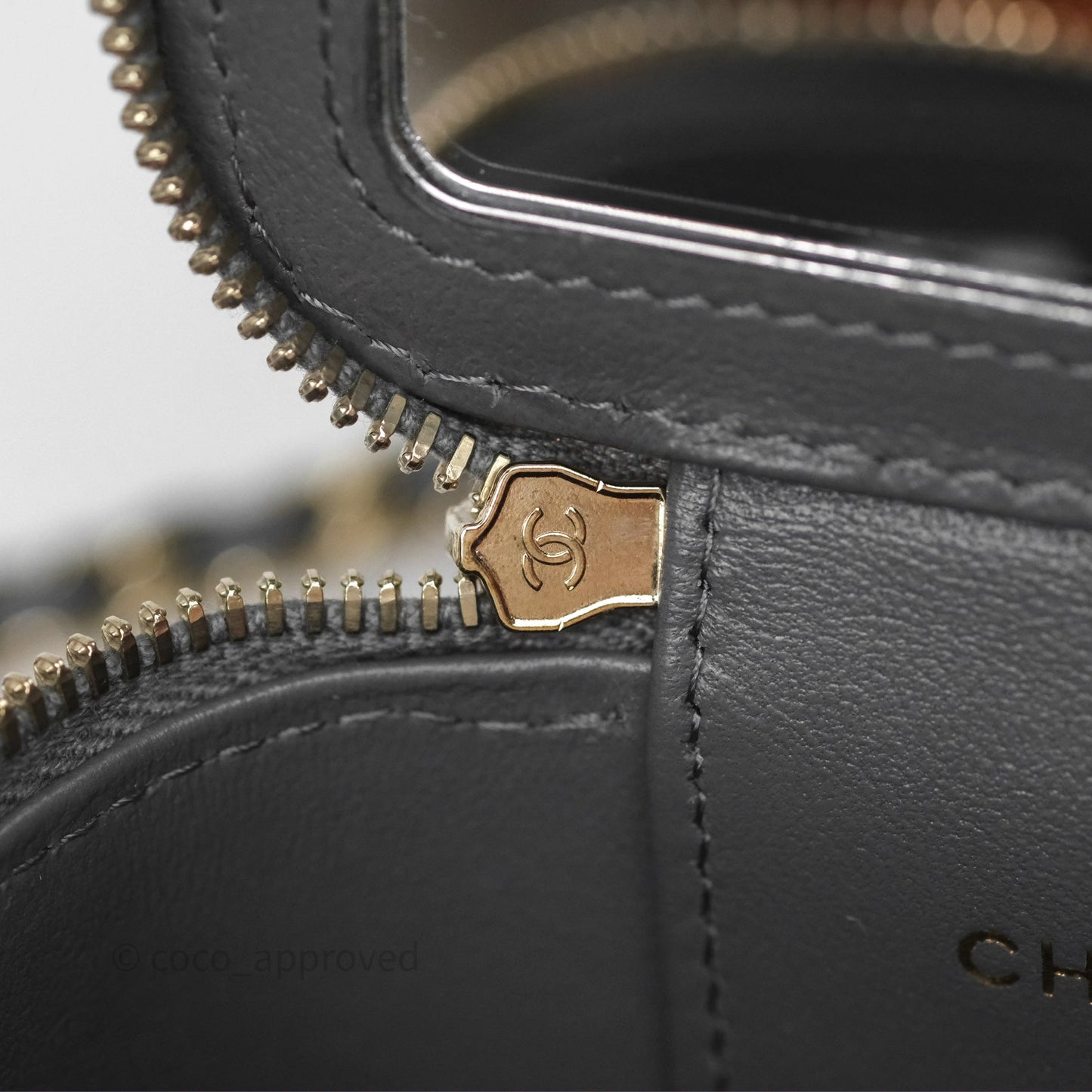 Chanel Mini Top Handle Vanity With Chain Grey Lambskin Gold Hardware