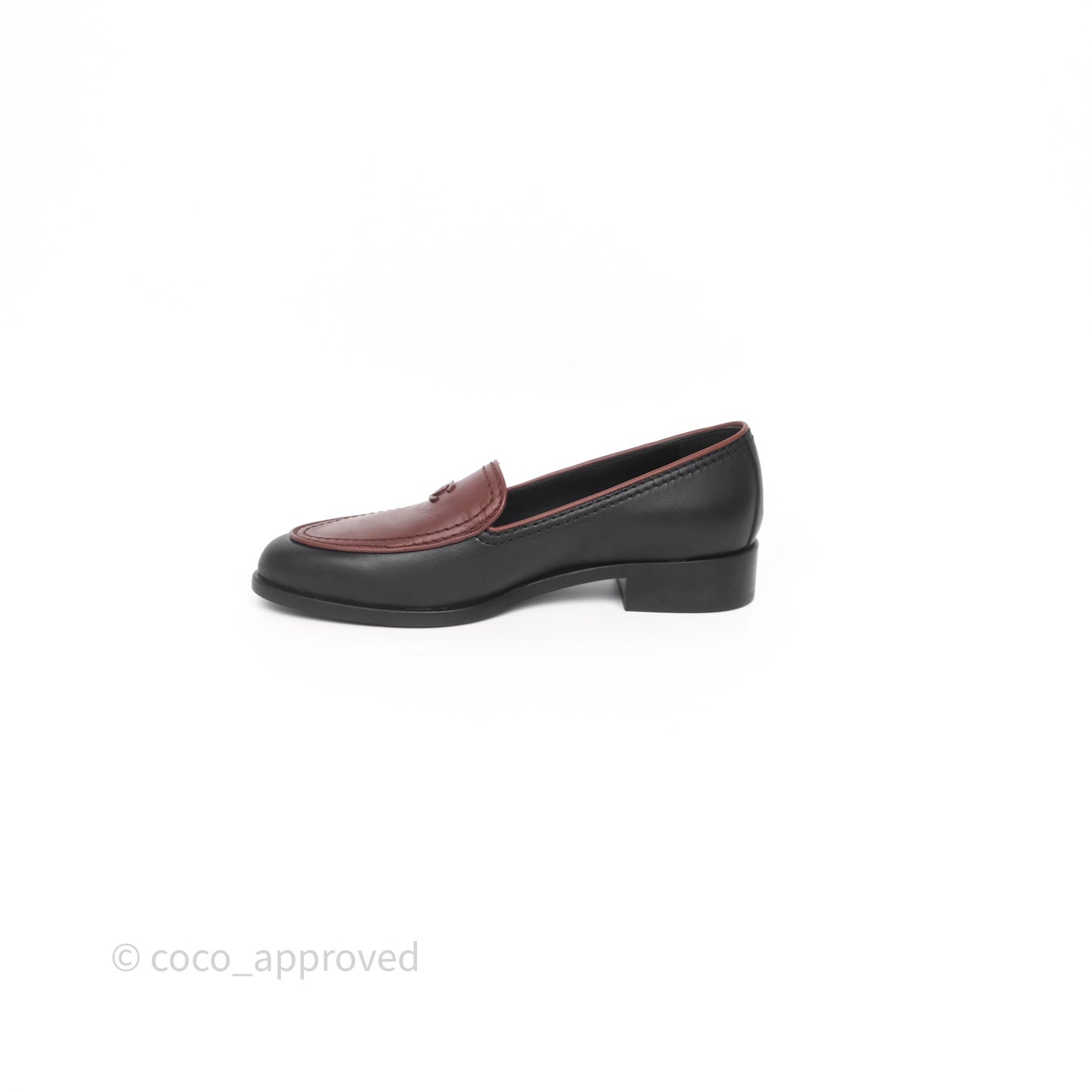Chanel CC Loafers Black/ Brown Calfskin Size 35.5