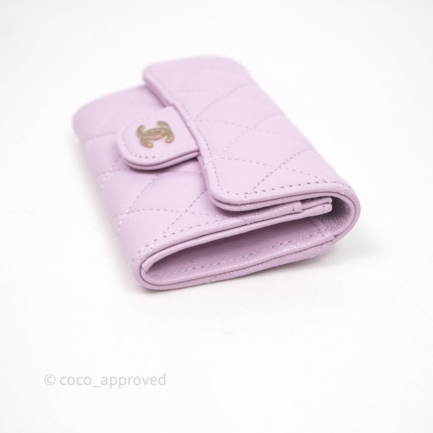 Chanel Quilted Flap Card Holder Purple Caviar Gold Hardware