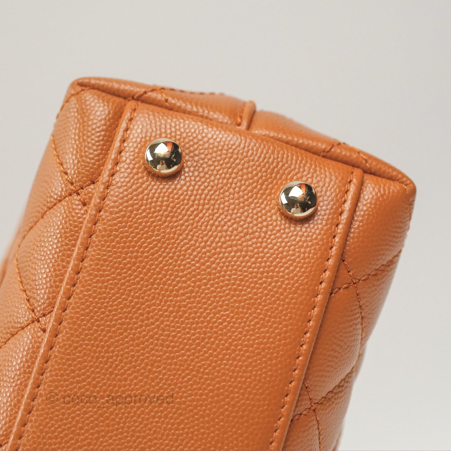 Chanel Small Coco Handle Quilted Caramel Caviar Gold Hardware 21A