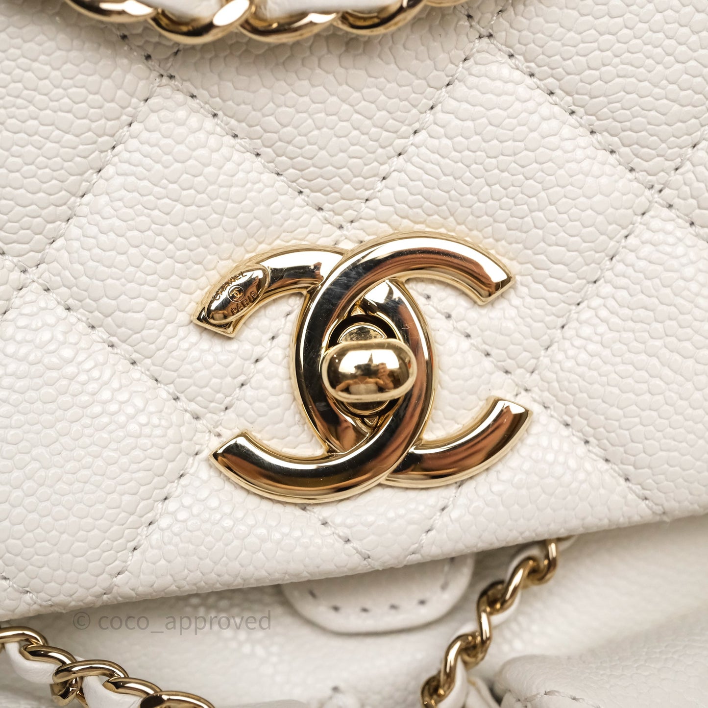 Chanel Duma Backpack Medium White Caviar Gold Hardware