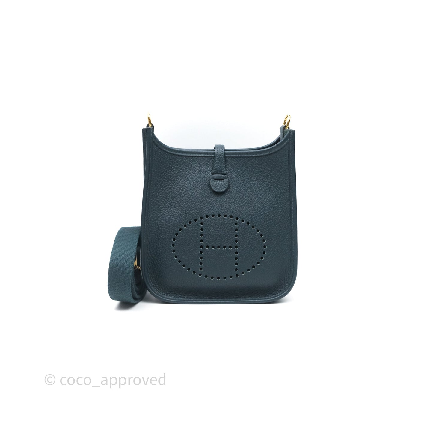 Hermès Mini Evelyne 16 Vert Cypres 6O Clemence Gold Hardware