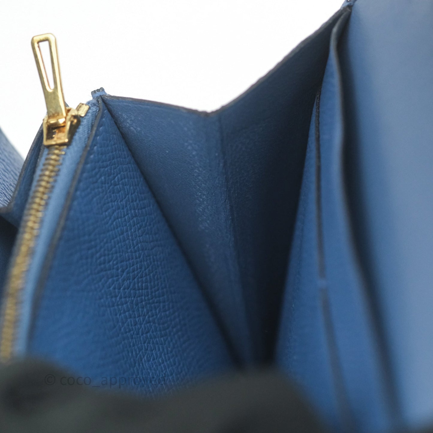 Hermès Constance Short Wallet Bleu Agate R2 Epsom Gold Hardware