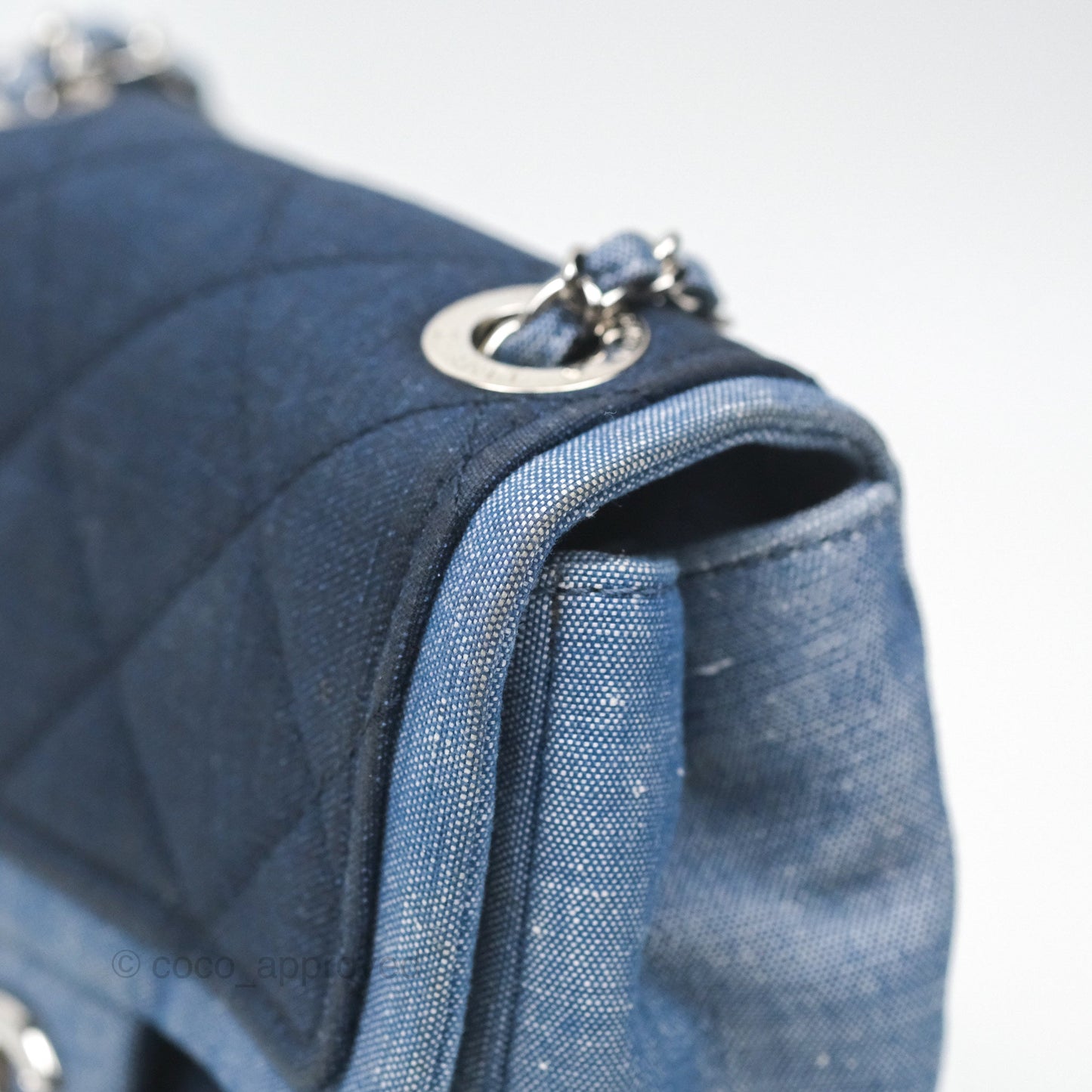 Chanel Quilted Mini Medallion Graphic Denim Blue Silver Hardware