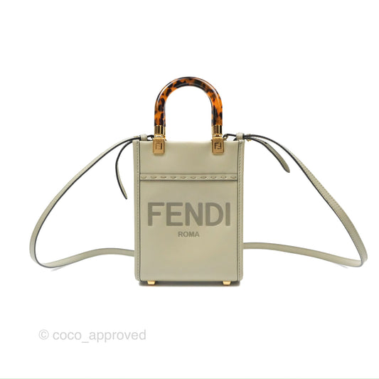Fendi Mini Sunshine Shopper Bag Green Tea Tortoiseshell-effect Handle