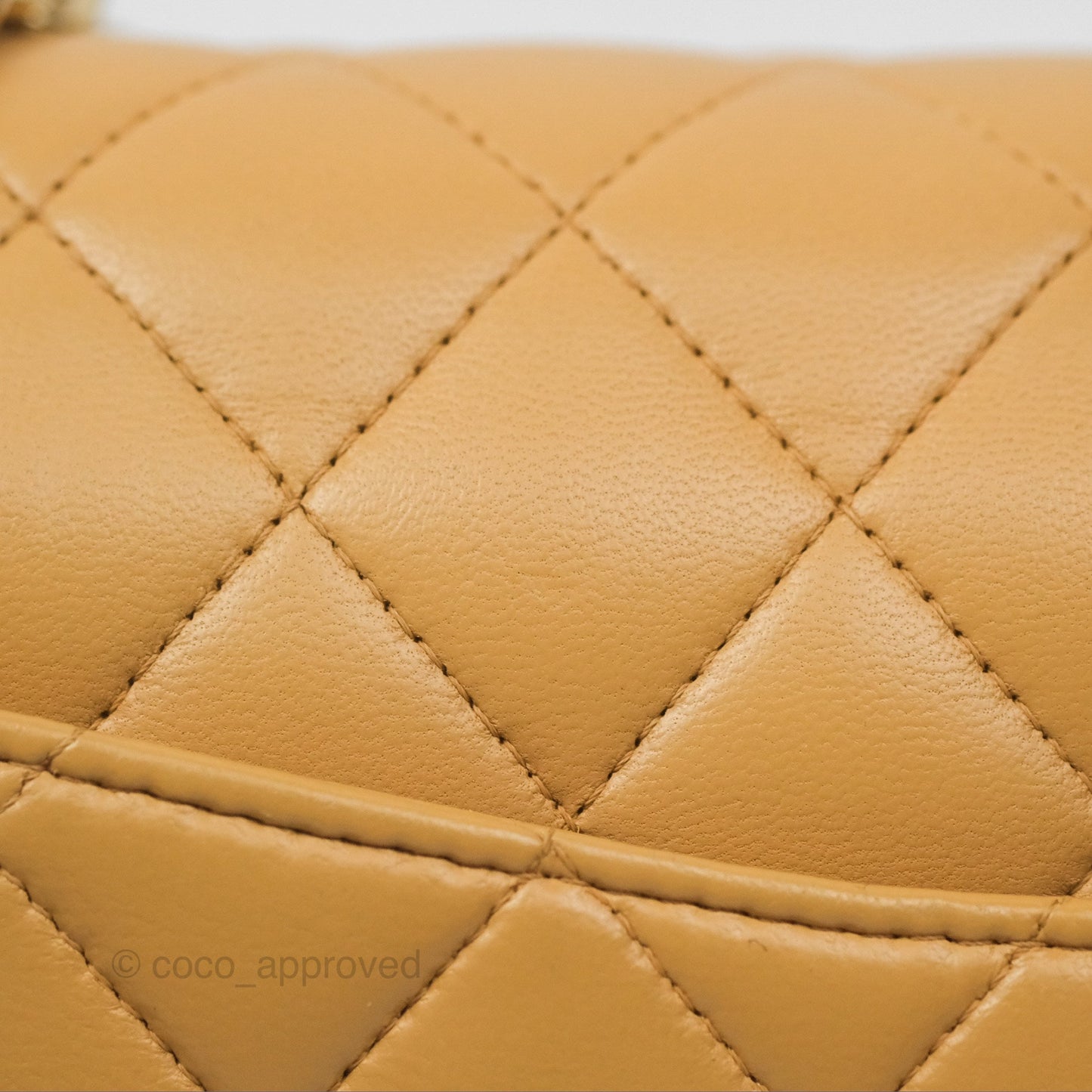 Chanel Vintage Small Classic Flap Beige Lambskin 24K Gold Hardware