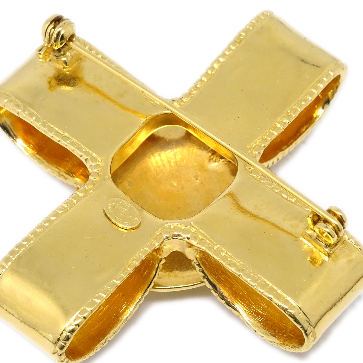 Chanel Cross Brooch Pin Gold 97A
