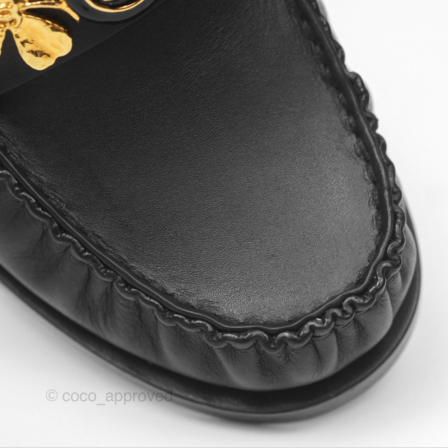 Chanel Loafers Black Leather CC Clover Camellia 23S Size 37C