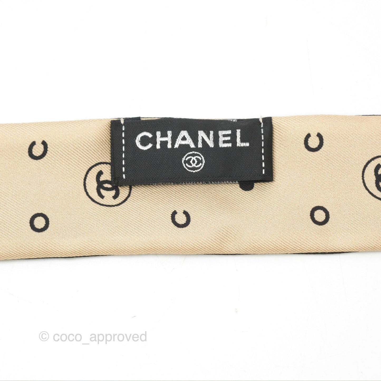 Chanel CC Silk Twilly in Black & Beige