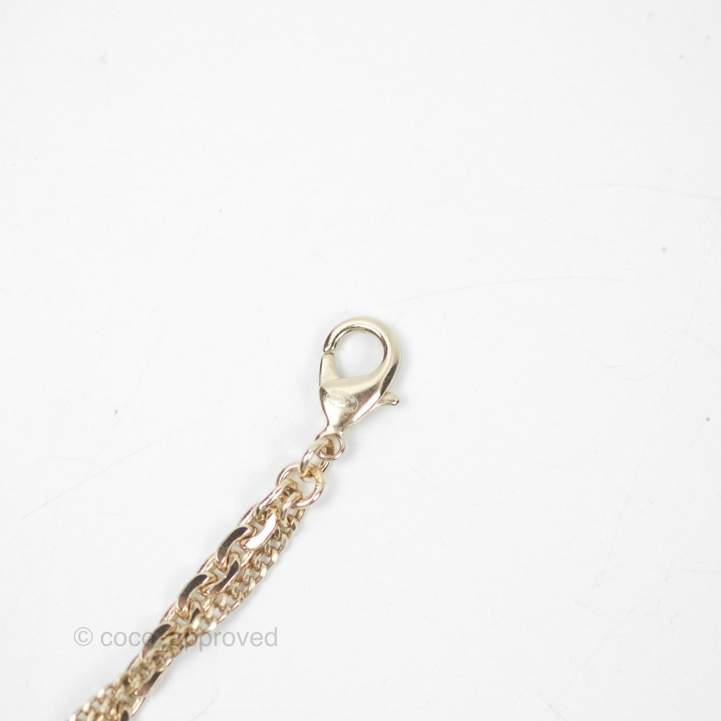 Chanel CC Crystal Necklace Gold Tone 21P