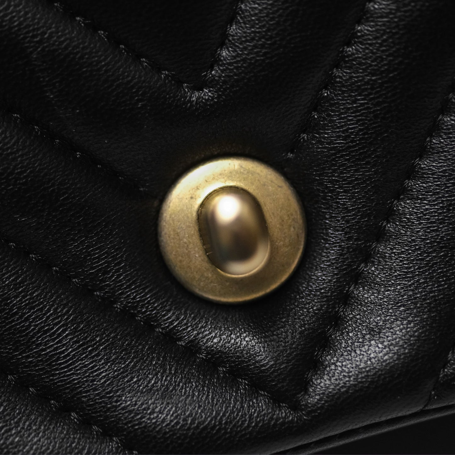 Chanel Mini Square Flap Chevron Black Lambskin Aged Gold Hardware