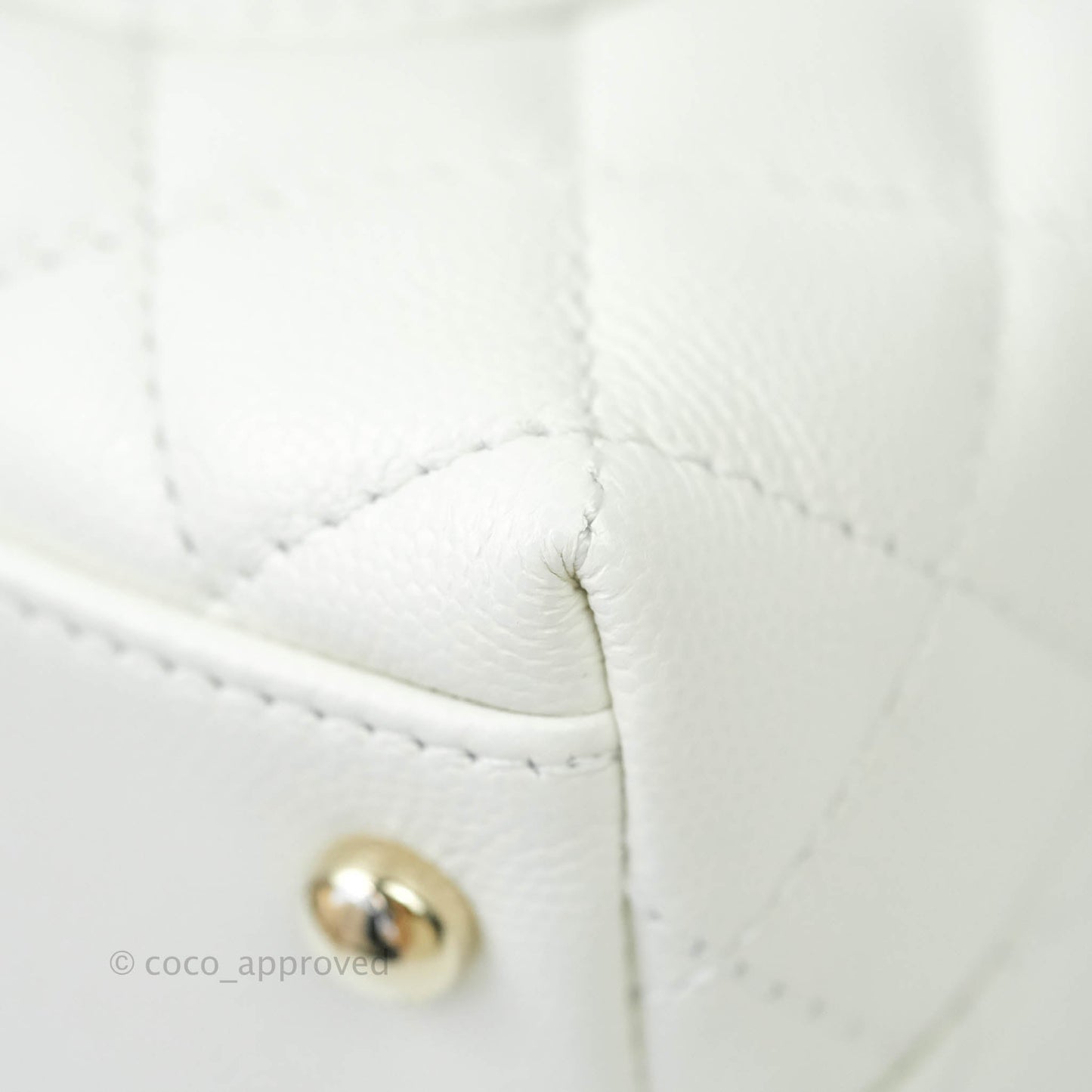 Chanel Extra Mini Coco Handle Quilted White Caviar Gold Hardware