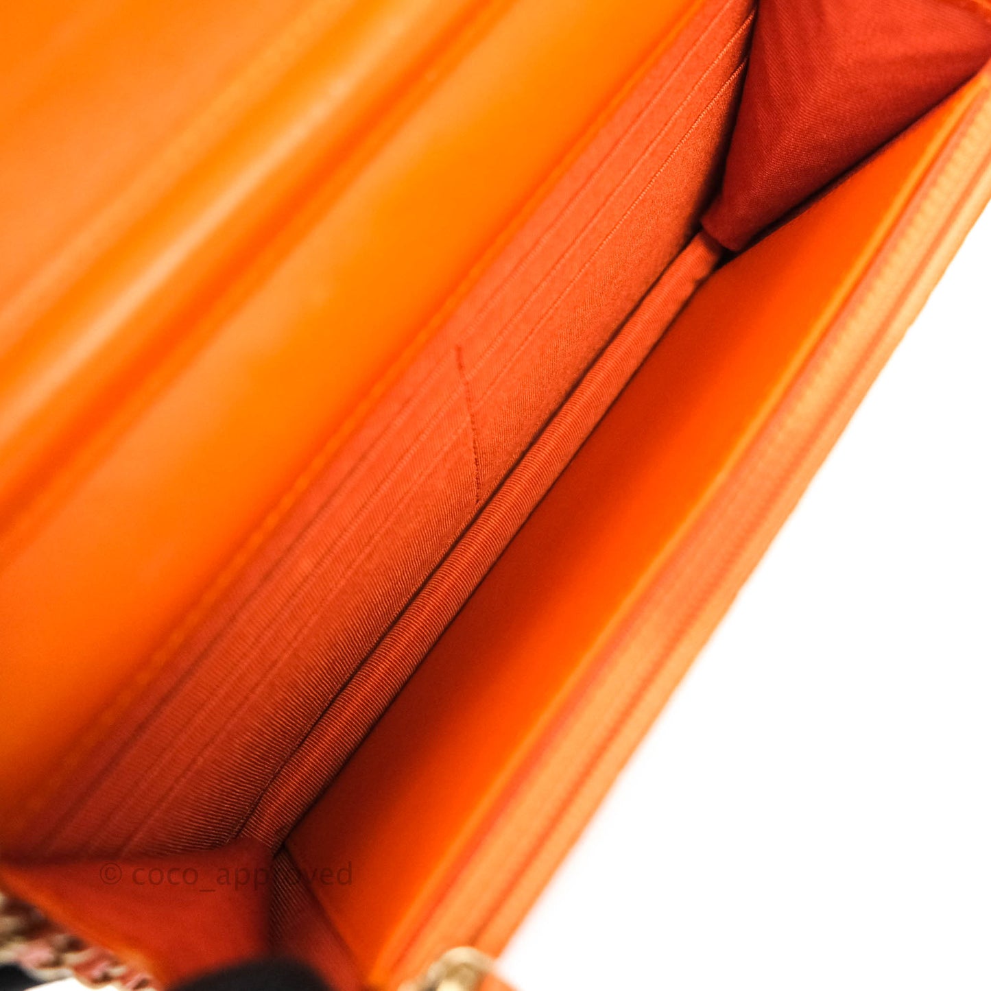 Chanel Wallet on Chain WOC Orange Python Aged Gold Hardware