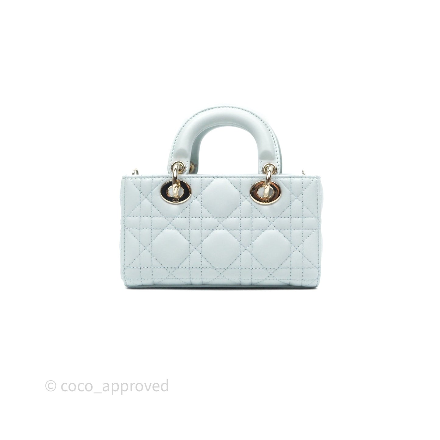 Christian Dior Micro Lady D-Joy Bag Baby Blue Lambskin Cannage Gold Hardware