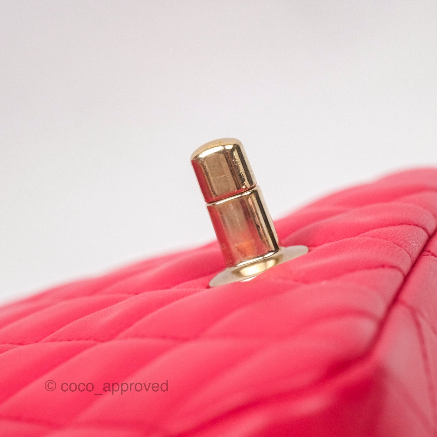 Chanel Mini Square Quilted Red Lambskin Gold Hardware