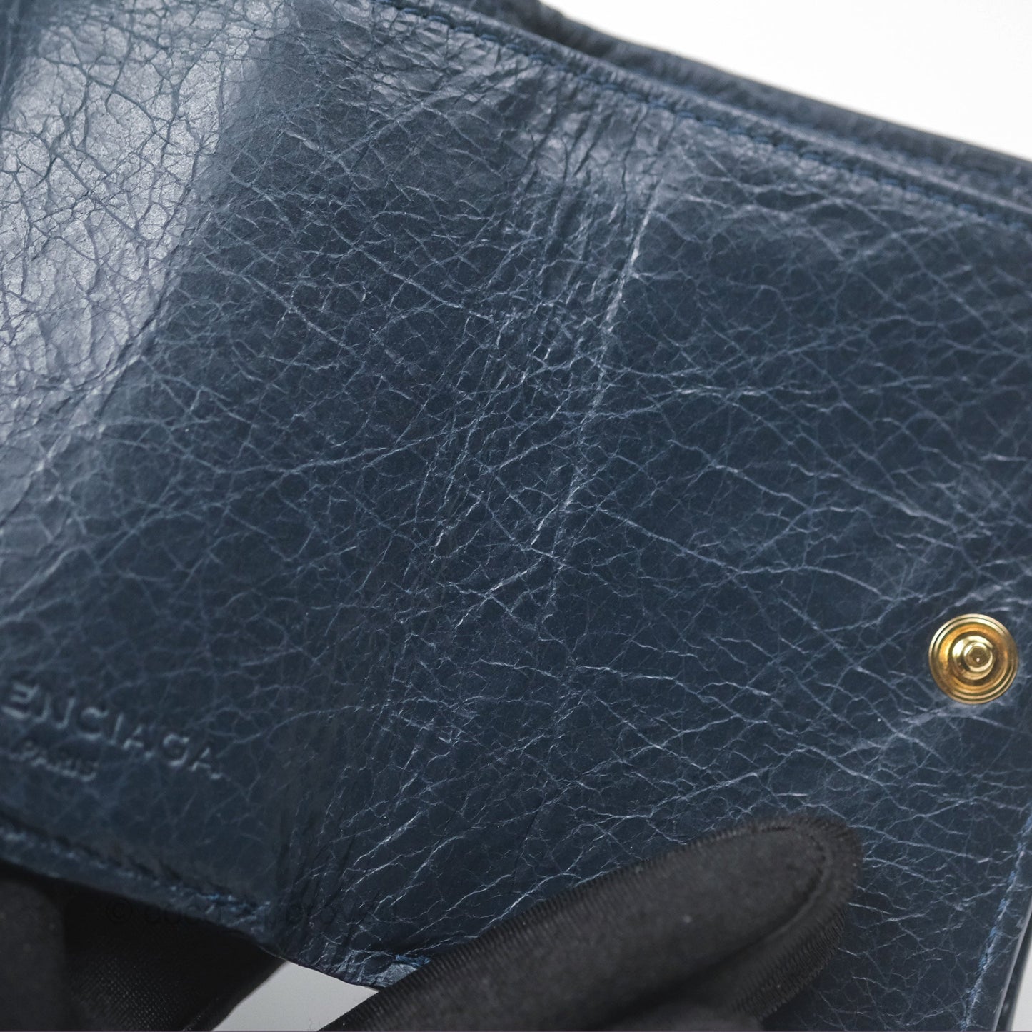 Balenciaga Le City Mini Wallet Navy Gold Hardware