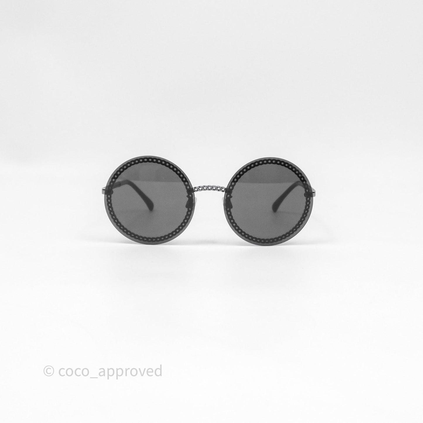 Chanel Round Sunglasses With Chain Black