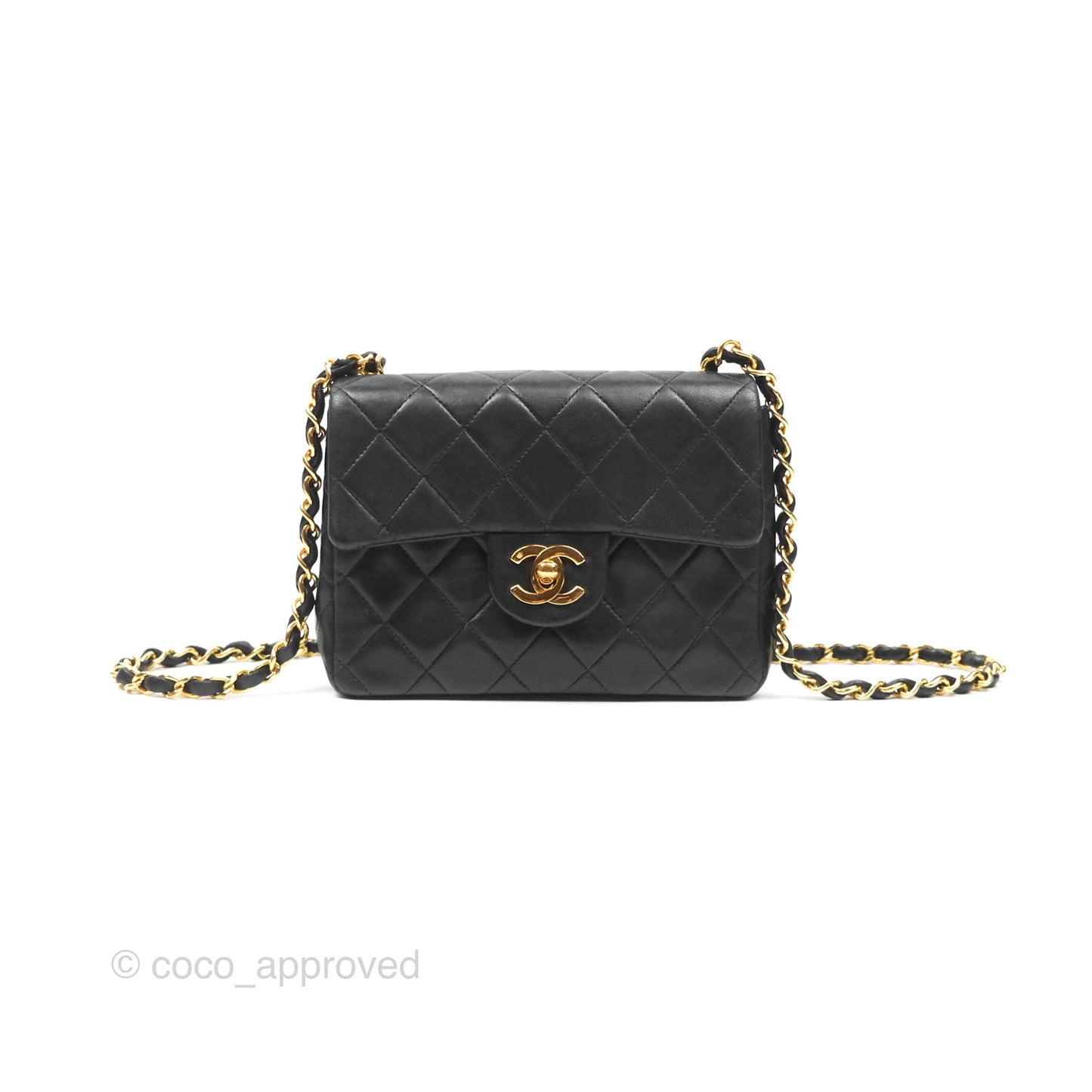 Chanel Vintage Mini Square Black Lambskin 24K Gold Hardware