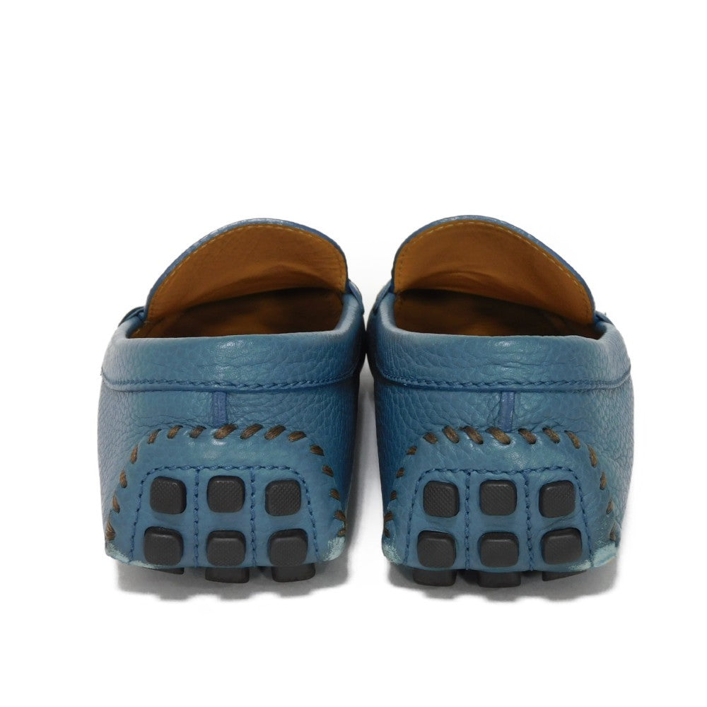 LOUIS VUITTON loafers Trimmed leather (embossed) turquoise blue Taurillon Clemence Raspail Line mens 7