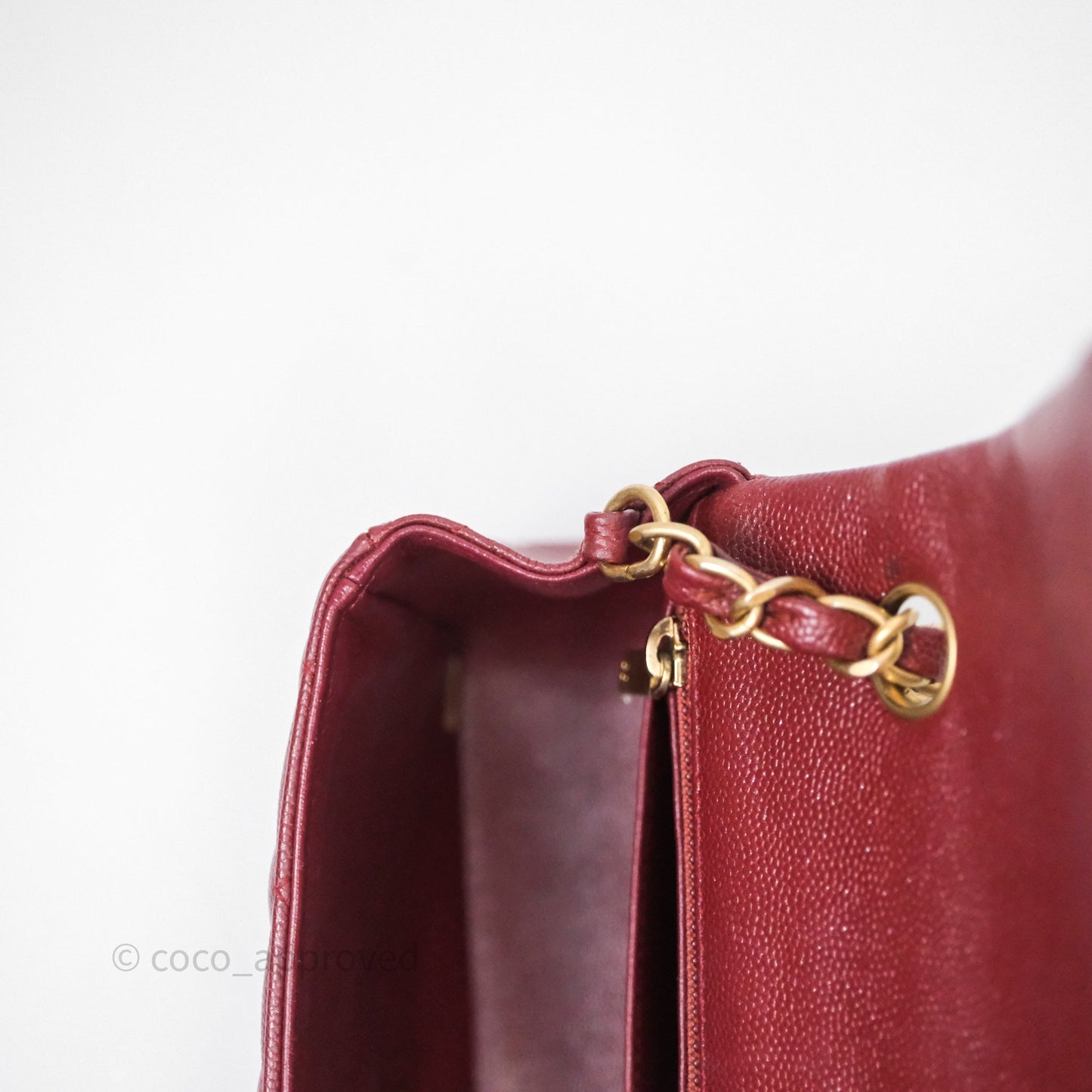 Chanel Classic Quilted Mini Rectangular Flap Burgundy Caviar Aged Gold Hardware