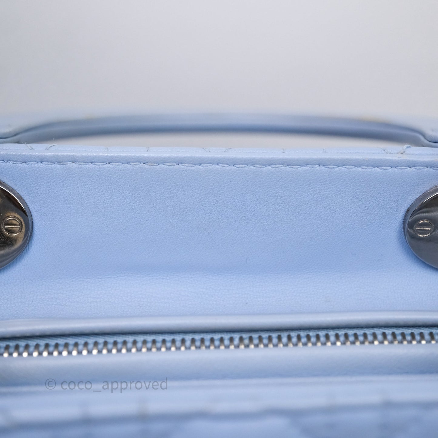 Christian Dior Large Lady Dior Cannage Blue Lambskin Silver Hardware