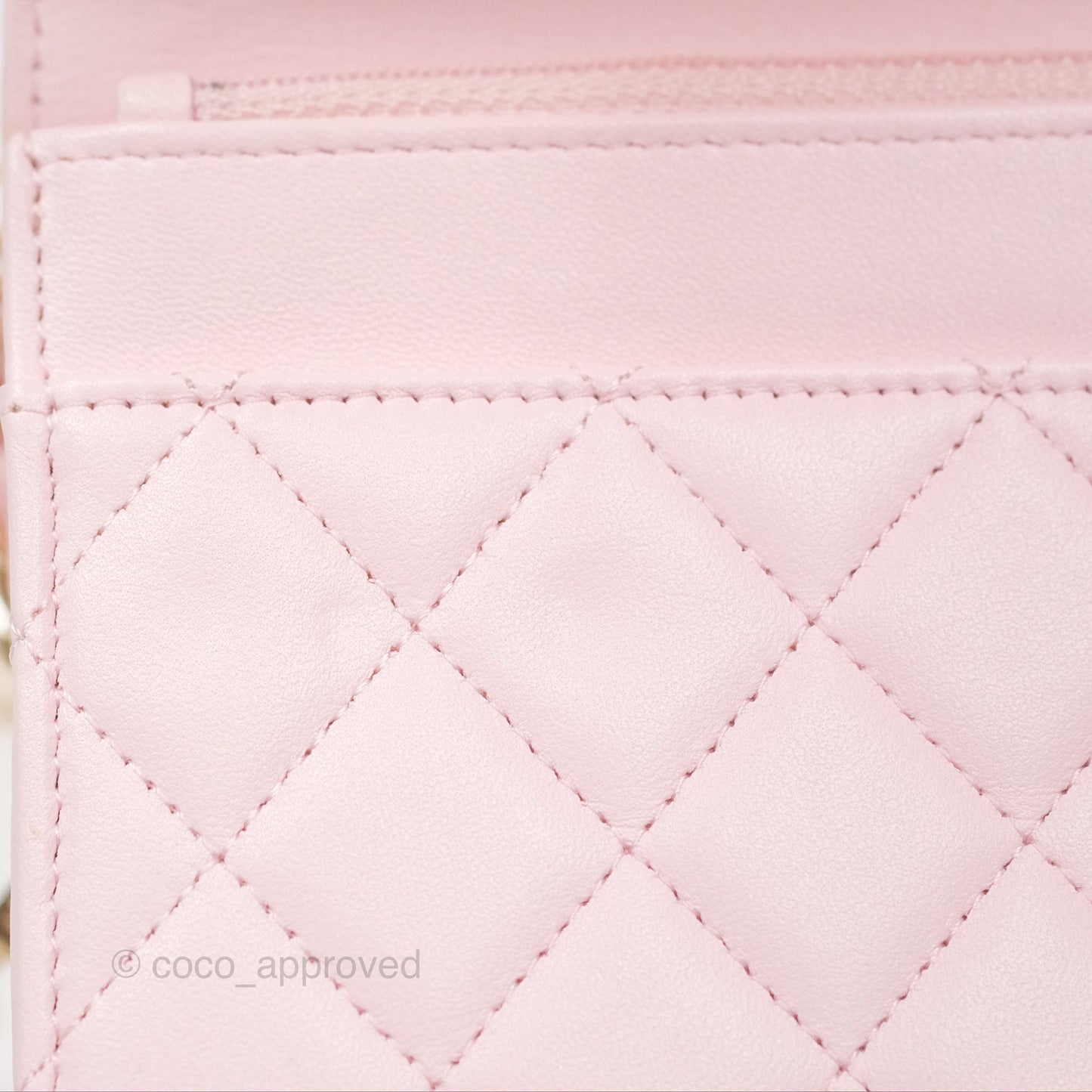 Chanel Wallet On Chain WOC Pearl Chain Iridescent Light Pink Lambskin Gold Hardware
