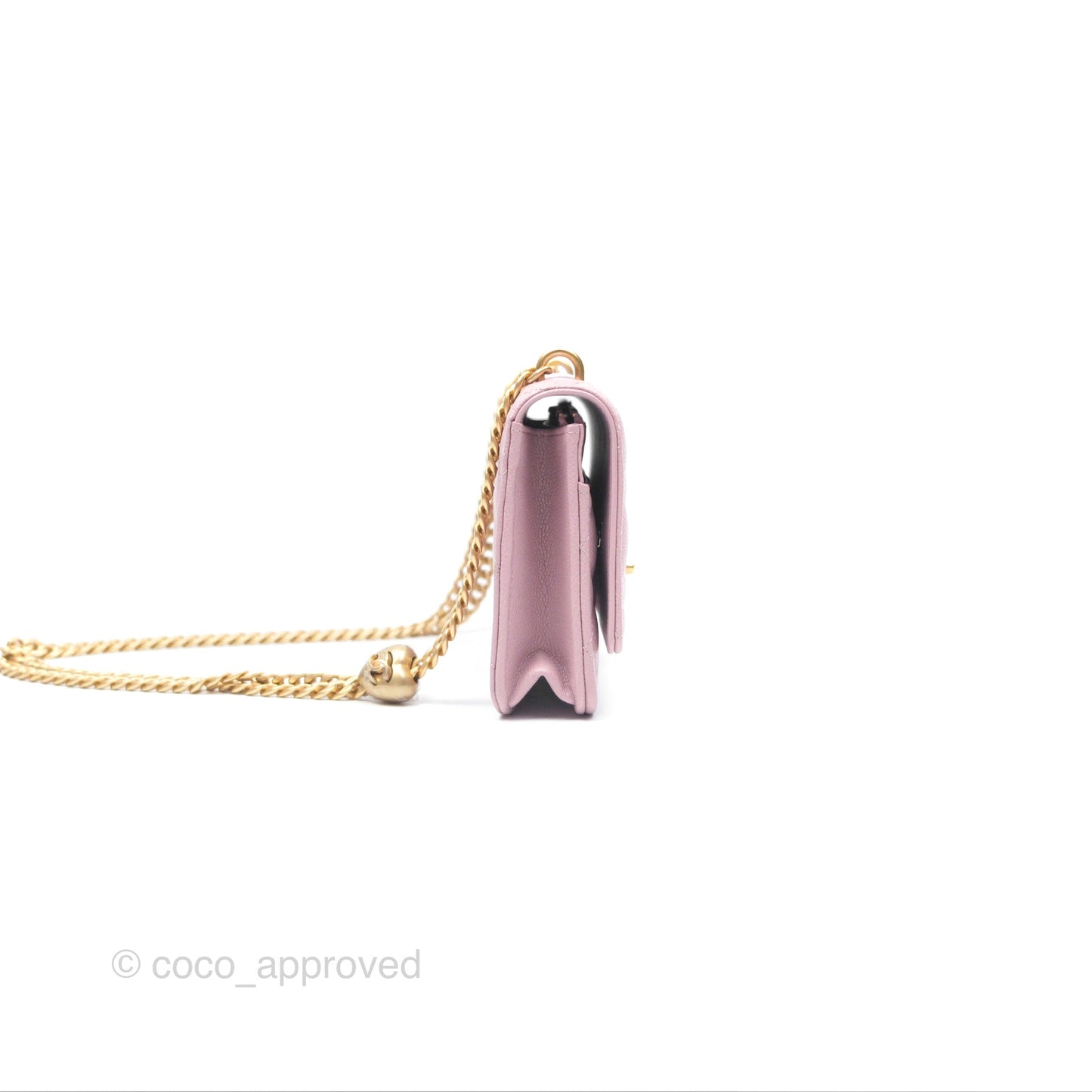 Chanel Heart Adjustable Chain WOC Dusty Pink Caviar Aged Gold Hardware