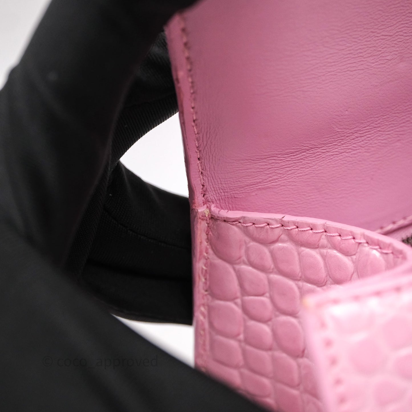 Balenciaga Small Hourglass Embossed Bag Pink