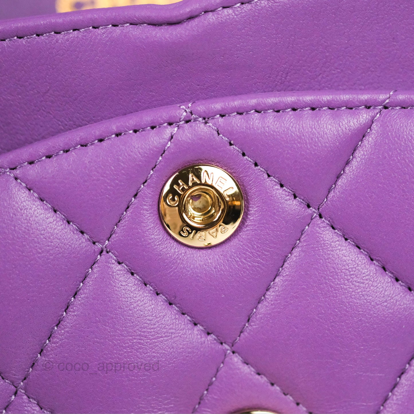 Chanel Small Classic Quilted Flap Purple Lambskin Gold Hardware