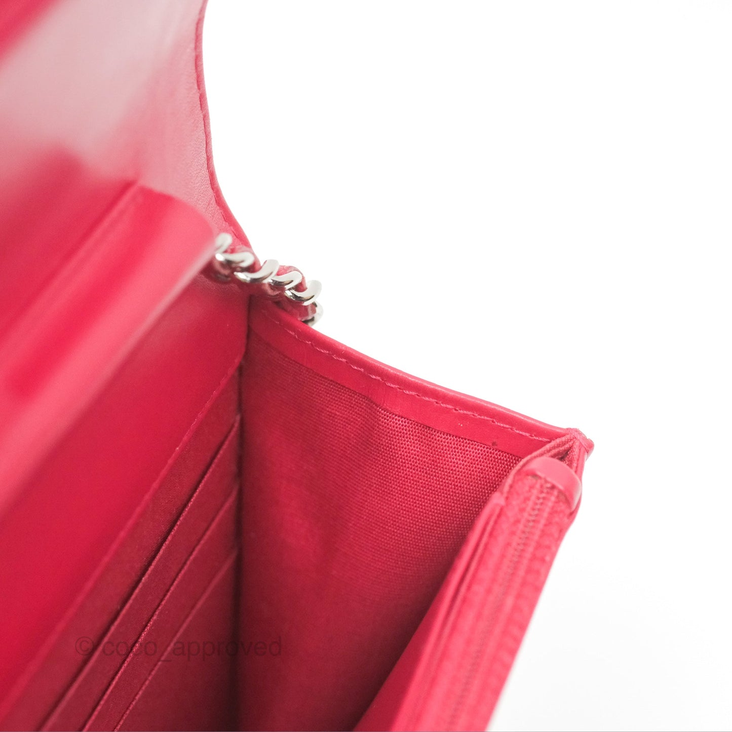 Chanel CC Wallet On Chain WOC Dark Pink Caviar Silver Hardware