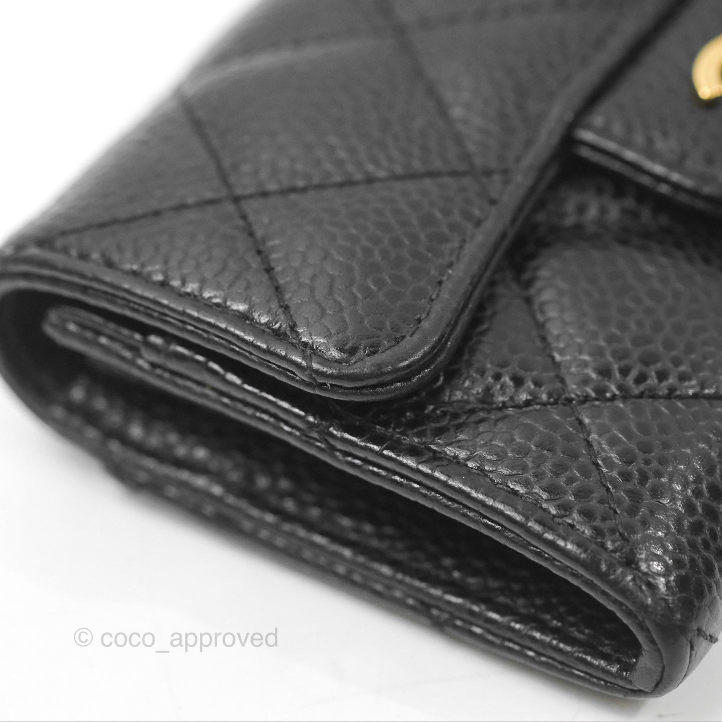 Chanel Quilted Flap Card Holder Black Caviar Gold Hardware