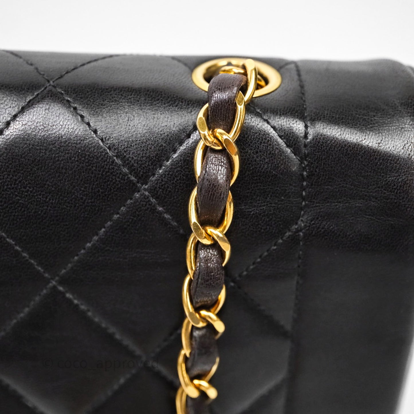 Chanel Vintage Medium Classic Diana Flap Bag Black Lambskin 24K Gold Hardware