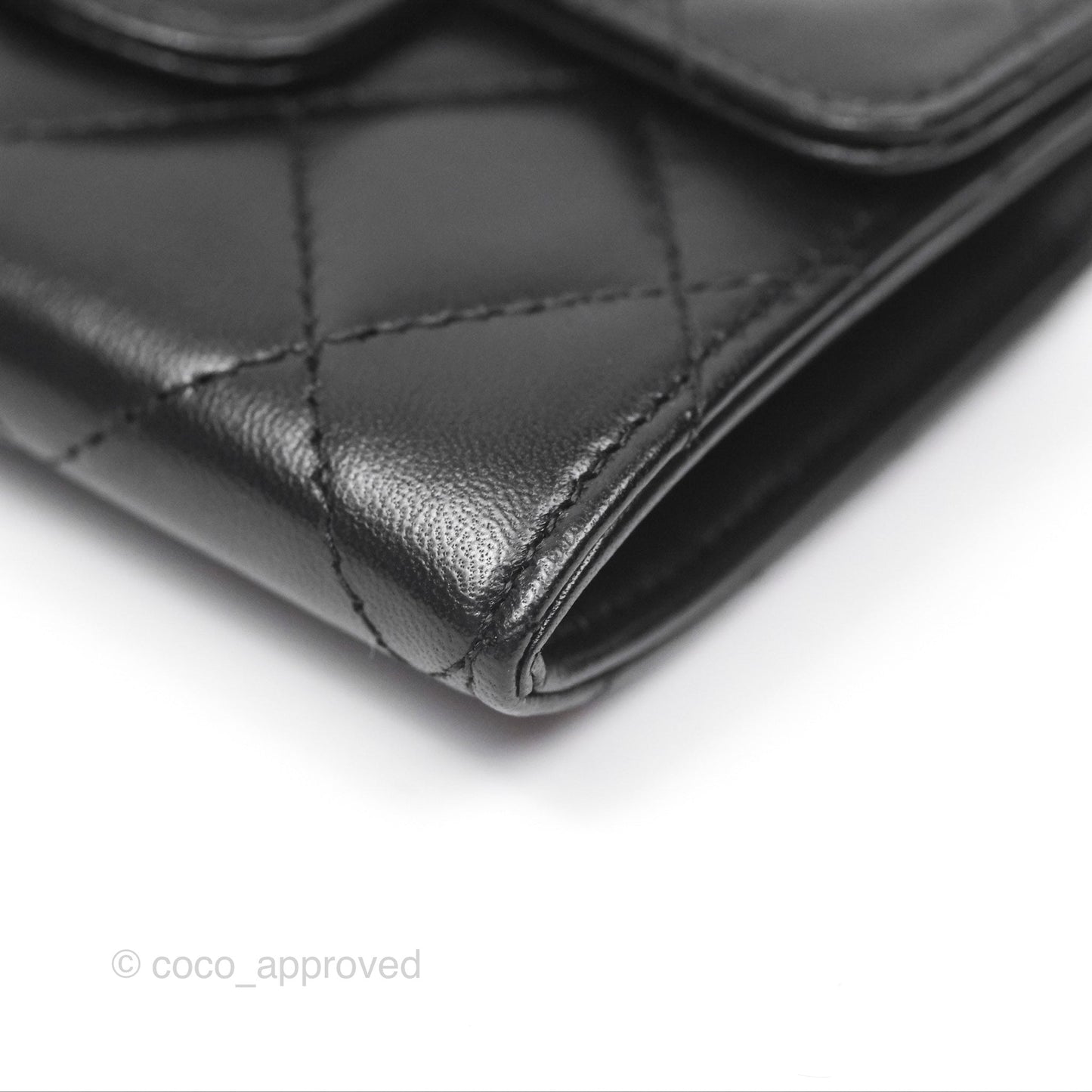 Chanel Classic Flap Coin Purse Black Lambskin Silver Hardware