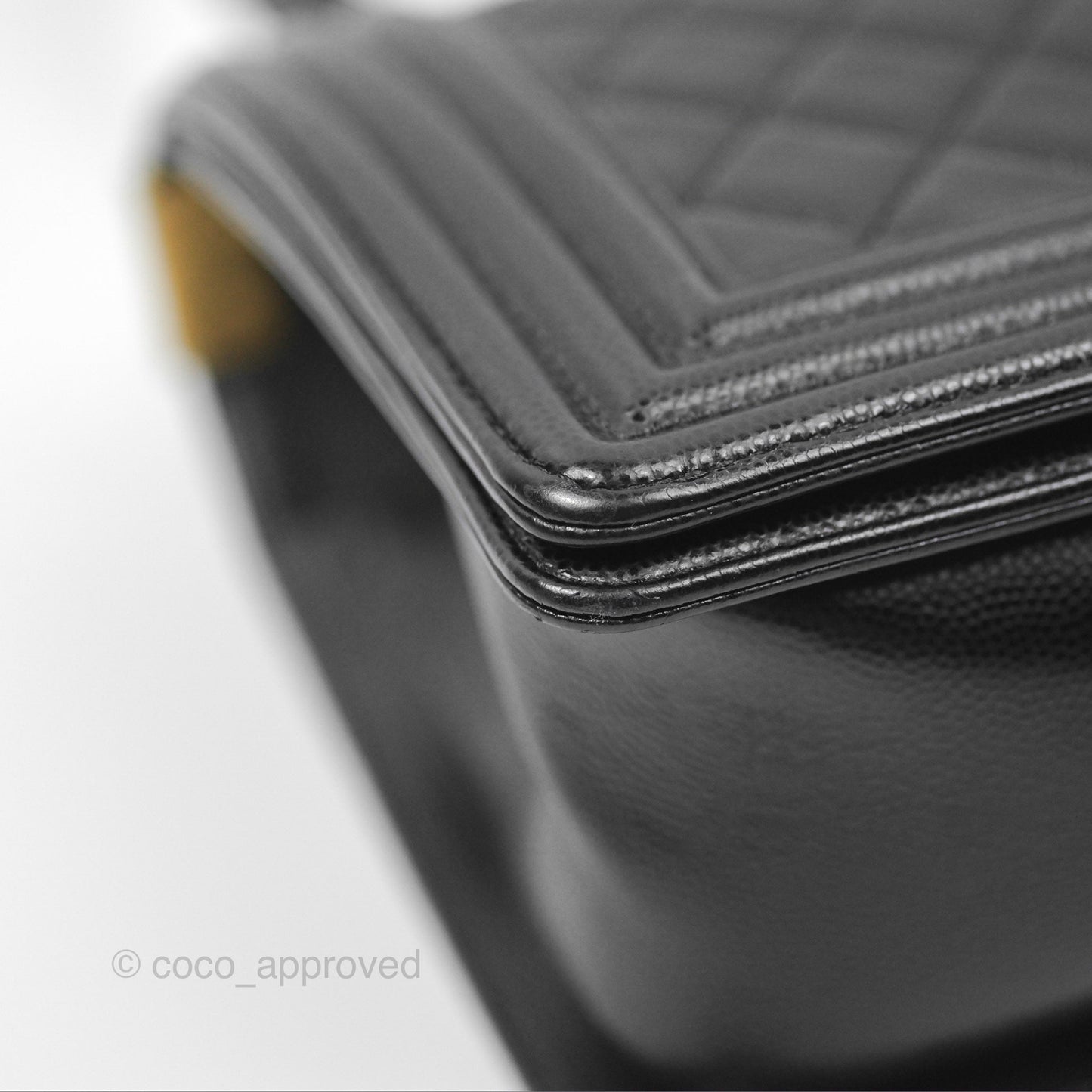 Chanel Quilted Medium Boy Black Caviar Aged Gold Hardware