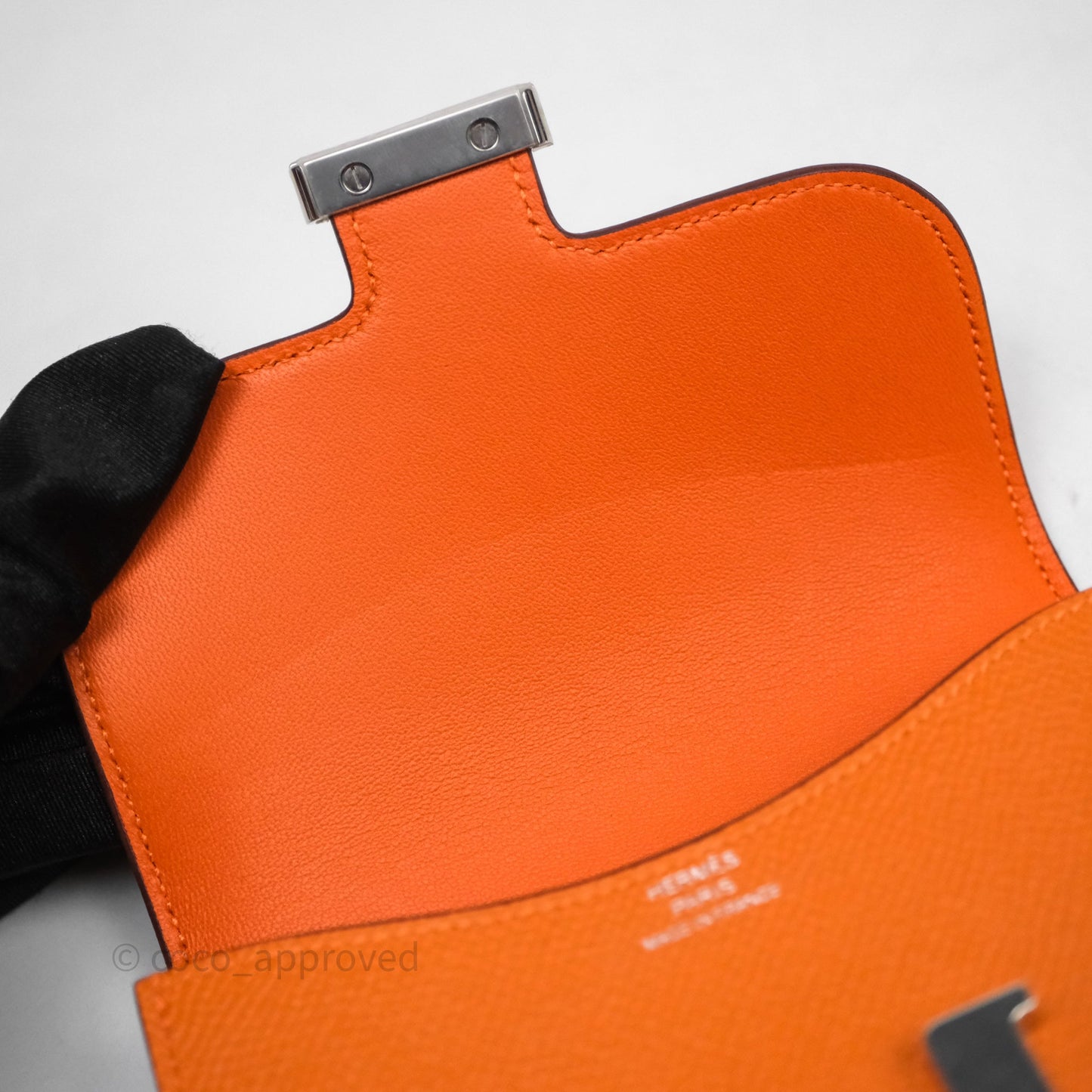Hermès Constance Slim Wallet Orange 93 Epsom Palladium Hardware