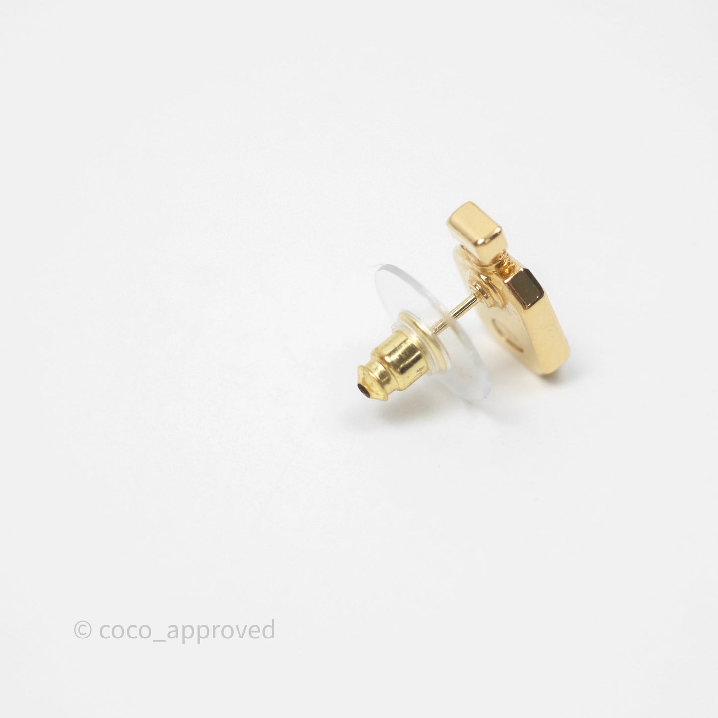 Chanel CC White Perfume Bottle Earrings Gold Tone 25C