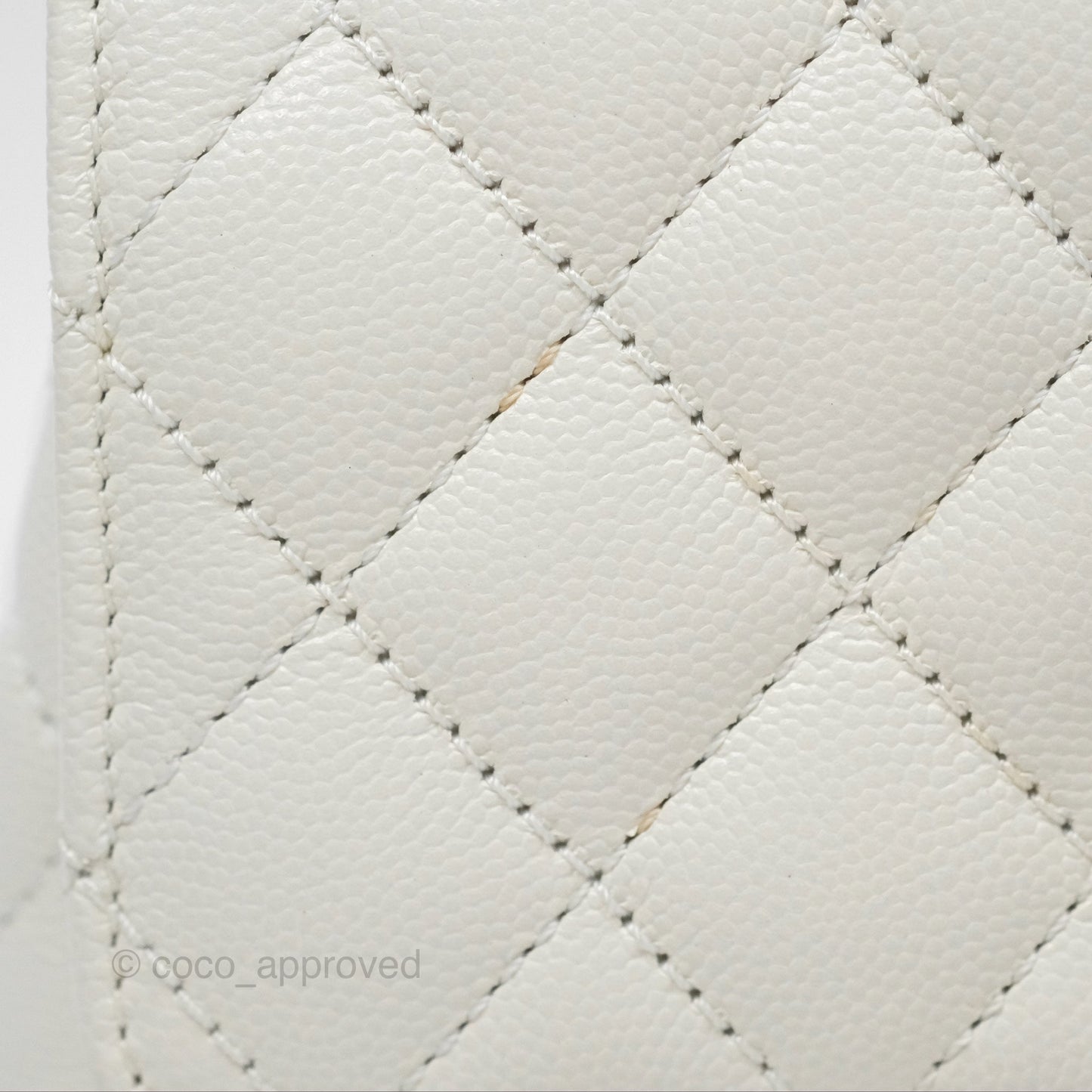 Chanel Mini Coco Handle White Caviar Gold Hardware
