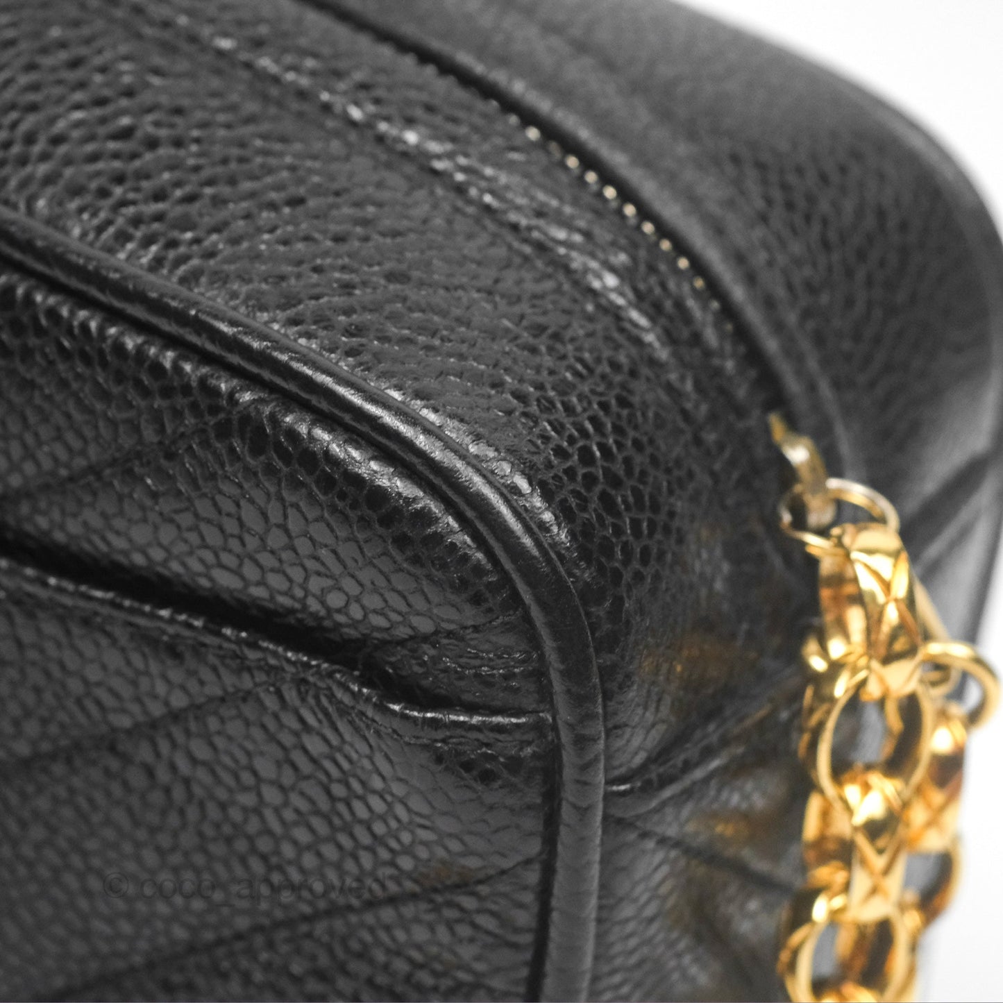Chanel Vintage Small Camera Bag Black Caviar Gold Hardware