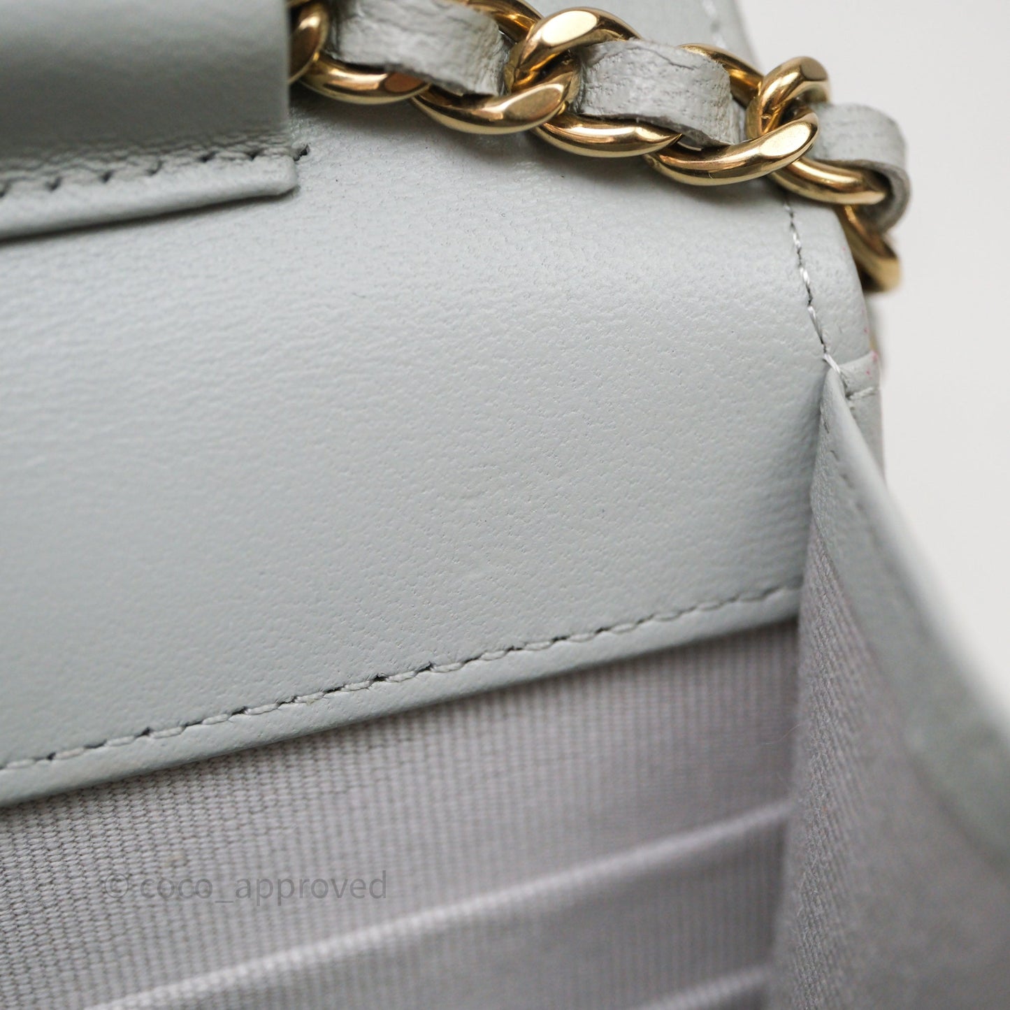 Chanel Classic Quilted Wallet on Chain WOC Grey Lambskin Gold Hardware