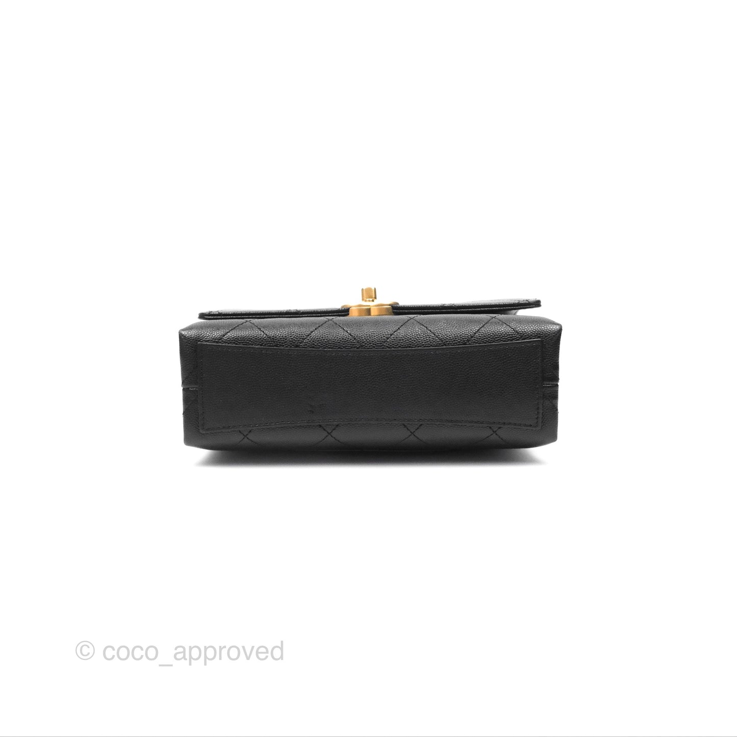 Chanel Bracelet On Chain Flap Bag Flat Quilted Black Caviar Aged Gold Hardware