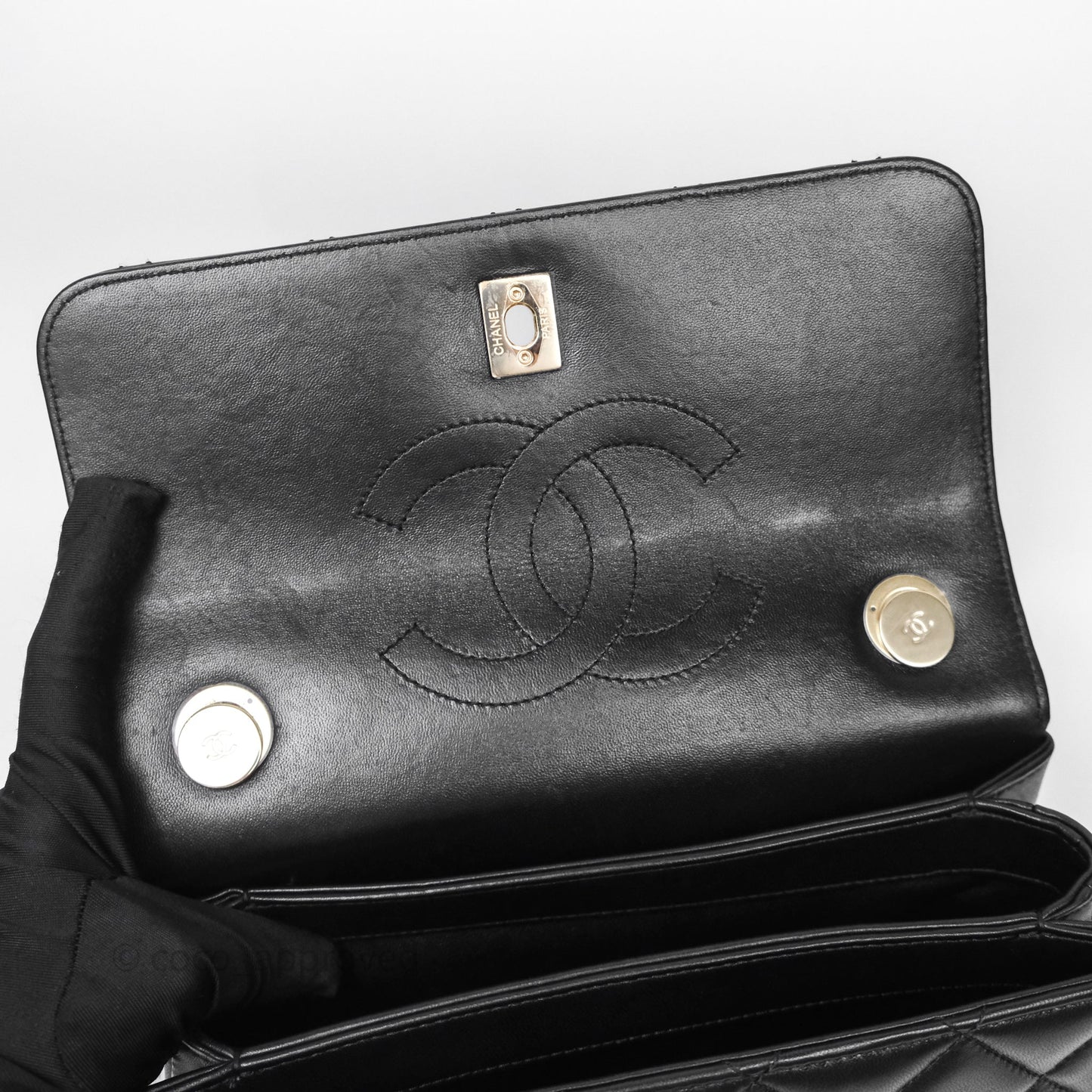 Chanel Small Trendy CC Black Lambskin Gold Hardware